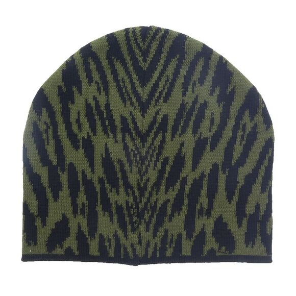 Roberto CavalliESZ026 D0491 Black/Military Green Jaguar Beanie Hat